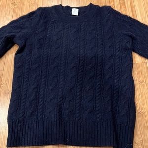 Navy blue 100% cashmere cableknit sweater